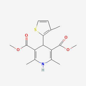 molecular formula C16H19NO4S B2536348 Dimethyl 2,6-dimethyl-4-(3-methylthiophen-2-yl)-1,4-dihydropyridine-3,5-dicarboxylate CAS No. 158778-13-3
