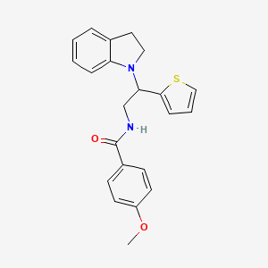 molecular formula C22H22N2O2S B2536349 N-(2-(indolin-1-yl)-2-(thiophen-2-yl)ethyl)-4-methoxybenzamide CAS No. 898458-98-5
