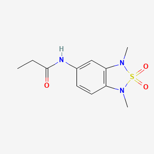 molecular formula C11H15N3O3S B2536360 N-(1,3-dimethyl-2,2-dioxido-1,3-dihydrobenzo[c][1,2,5]thiadiazol-5-yl)propionamide CAS No. 2034337-05-6