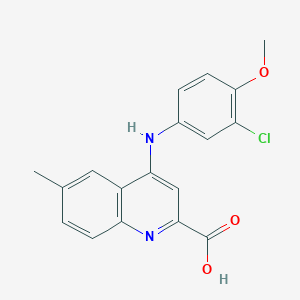 molecular formula C18H15ClN2O3 B2536361 4-[(3-クロロ-4-メトキシフェニル)アミノ]-6-メチルキノリン-2-カルボン酸 CAS No. 1031977-36-2