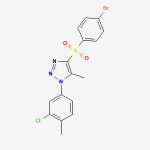 molecular formula C16H13BrClN3O2S B2536364 4-(4-bromobenzenesulfonyl)-1-(3-chloro-4-methylphenyl)-5-methyl-1H-1,2,3-triazole CAS No. 1097884-94-0