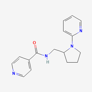 molecular formula C16H18N4O B2536365 N-((1-(pyridin-2-yl)pyrrolidin-2-yl)methyl)isonicotinamide CAS No. 2034468-77-2