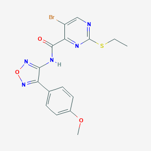 molecular formula C16H14BrN5O3S B253637 5-bromo-2-(ethylsulfanyl)-N-[4-(4-methoxyphenyl)-1,2,5-oxadiazol-3-yl]-4-pyrimidinecarboxamide 