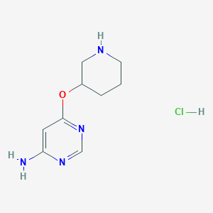 molecular formula C9H15ClN4O B2536380 6-(Piperidin-3-yloxy)pyrimidin-4-amine hydrochloride CAS No. 1353973-01-9