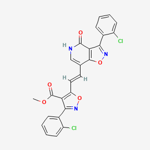 molecular formula C25H15Cl2N3O5 B2536384 Methyl 3-(2-chlorophenyl)-5-{2-[3-(2-chlorophenyl)-4-hydroxyisoxazolo[4,5-c]pyridin-7-yl]vinyl}-4-isoxazolecarboxylate CAS No. 321433-78-7