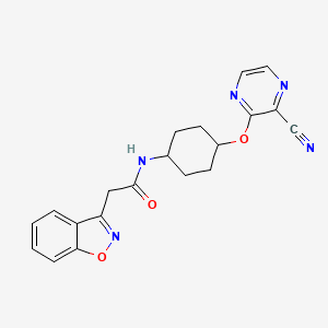 molecular formula C20H19N5O3 B2536391 2-(1,2-benzoxazol-3-yl)-N-[(1r,4r)-4-[(3-cyanopyrazin-2-yl)oxy]cyclohexyl]acetamide CAS No. 2034317-17-2