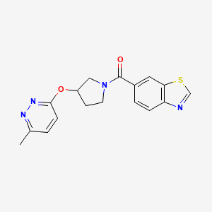 molecular formula C17H16N4O2S B2536394 Benzo[d]thiazol-6-yl(3-((6-methylpyridazin-3-yl)oxy)pyrrolidin-1-yl)methanone CAS No. 2034580-71-5