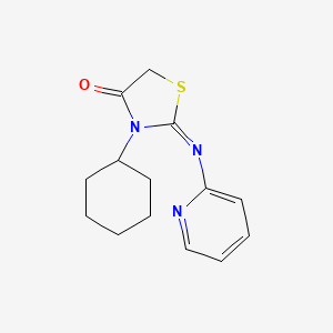 molecular formula C14H17N3OS B2536396 (2E)-3-cyclohexyl-2-(pyridin-2-ylimino)-1,3-thiazolidin-4-one CAS No. 309735-09-9