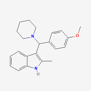 molecular formula C22H26N2O B2536397 3-[(4-methoxyphenyl)(piperidin-1-yl)methyl]-2-methyl-1H-indole CAS No. 537012-31-0