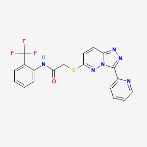 molecular formula C19H13F3N6OS B2536411 2-((3-(pyridin-2-yl)-[1,2,4]triazolo[4,3-b]pyridazin-6-yl)thio)-N-(2-(trifluoromethyl)phenyl)acetamide CAS No. 868967-63-9