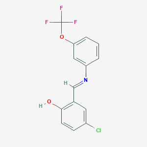 molecular formula C14H9ClF3NO2 B2536421 4-氯-2-((E)-{[3-(三氟甲氧基)苯基]亚氨基}甲基)苯酚 CAS No. 1232822-66-0