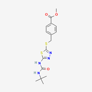 Methyl 4-(((5-(3-(tert-butyl)ureido)-1,3,4-thiadiazol-2-yl)thio)methyl)benzoate