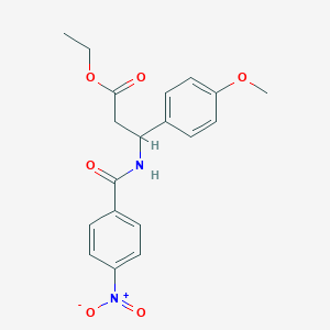 molecular formula C19H20N2O6 B2536423 3-(4-甲氧基苯基)-3-[(4-硝基苯基)甲酰胺基]丙酸乙酯 CAS No. 681844-54-2