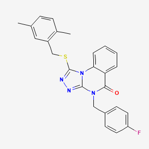 molecular formula C25H21FN4OS B2536436 1-[(2,5-dimethylbenzyl)thio]-4-(4-fluorobenzyl)[1,2,4]triazolo[4,3-a]quinazolin-5(4H)-one CAS No. 1114656-30-2