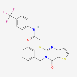 molecular formula C22H16F3N3O2S2 B2536438 2-({3-benzyl-4-oxo-3H,4H-thieno[3,2-d]pyrimidin-2-yl}sulfanyl)-N-[4-(trifluoromethyl)phenyl]acetamide CAS No. 1252911-46-8