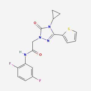molecular formula C17H14F2N4O2S B2536445 2-(4-cyclopropyl-5-oxo-3-(thiophen-2-yl)-4,5-dihydro-1H-1,2,4-triazol-1-yl)-N-(2,5-difluorophenyl)acetamide CAS No. 1428351-05-6