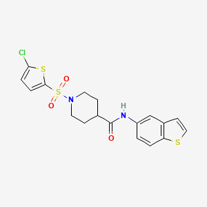 molecular formula C18H17ClN2O3S3 B2536452 N-(benzo[b]thiophen-5-yl)-1-((5-chlorothiophen-2-yl)sulfonyl)piperidine-4-carboxamide CAS No. 900001-49-2