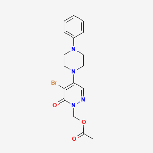 molecular formula C17H19BrN4O3 B2536453 [5-bromo-6-oxo-4-(4-phenylpiperazino)-1(6H)-pyridazinyl]methyl acetate CAS No. 866039-36-3