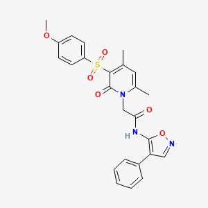 molecular formula C25H23N3O6S B2536455 2-(3-((4-methoxyphenyl)sulfonyl)-4,6-dimethyl-2-oxopyridin-1(2H)-yl)-N-(4-phenylisoxazol-5-yl)acetamide CAS No. 1189920-05-5