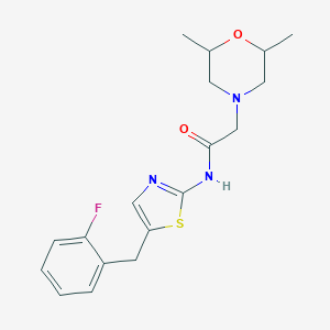 molecular formula C18H22FN3O2S B253647 2-(2,6-dimethylmorpholino)-N-(5-(2-fluorobenzyl)thiazol-2-yl)acetamide 