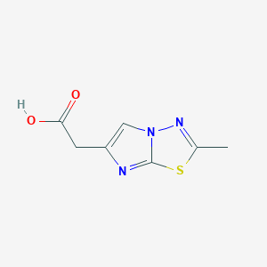 molecular formula C7H7N3O2S B2536473 2-(2-Methylimidazo[2,1-b][1,3,4]thiadiazol-6-yl)acetic acid CAS No. 96356-12-6