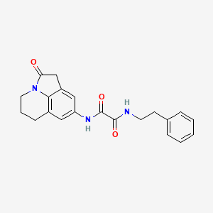 molecular formula C21H21N3O3 B2536475 N1-(2-氧代-2,4,5,6-四氢-1H-吡咯并[3,2,1-ij]喹啉-8-基)-N2-苯乙基草酰胺 CAS No. 898454-78-9