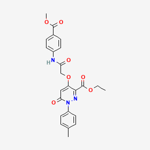 molecular formula C24H23N3O7 B2536477 Ethyl 4-(2-((4-(methoxycarbonyl)phenyl)amino)-2-oxoethoxy)-6-oxo-1-(p-tolyl)-1,6-dihydropyridazine-3-carboxylate CAS No. 899943-11-4