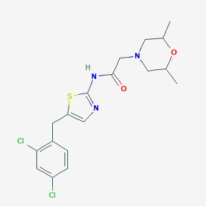 molecular formula C18H21Cl2N3O2S B253648 N-[5-(2,4-dichlorobenzyl)-1,3-thiazol-2-yl]-2-(2,6-dimethyl-4-morpholinyl)acetamide 