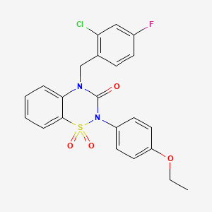 molecular formula C22H18ClFN2O4S B2536483 4-(2-chloro-4-fluorobenzyl)-2-(4-ethoxyphenyl)-2H-benzo[e][1,2,4]thiadiazin-3(4H)-one 1,1-dioxide CAS No. 899725-53-2