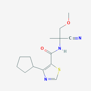 molecular formula C14H19N3O2S B2536488 N-(1-cyano-2-methoxy-1-methylethyl)-4-cyclopentyl-1,3-thiazole-5-carboxamide CAS No. 1797366-41-6