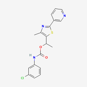 molecular formula C18H16ClN3O2S B2536495 1-[4-甲基-2-(3-吡啶基)-1,3-噻唑-5-基]乙基 N-(3-氯苯基)氨基甲酸酯 CAS No. 866049-63-0