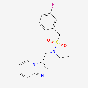 molecular formula C17H18FN3O2S B2536497 N-ethyl-1-(3-fluorophenyl)-N-(imidazo[1,2-a]pyridin-3-ylmethyl)methanesulfonamide CAS No. 1448053-11-9