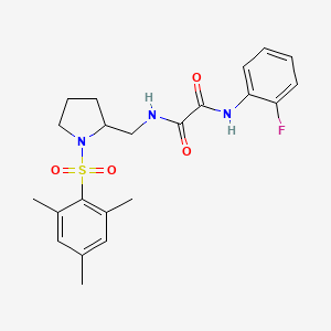 molecular formula C22H26FN3O4S B2536499 N1-(2-氟苯基)-N2-((1-(间甲苯磺酰基)吡咯烷-2-基)甲基)草酰胺 CAS No. 896281-42-8