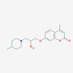 molecular formula C19H25NO4 B253650 7-[2-hydroxy-3-(4-methyl-1-piperidinyl)propoxy]-4-methyl-2H-chromen-2-one 