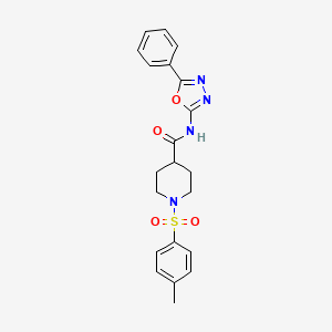 molecular formula C21H22N4O4S B2536500 1-(4-甲苯磺酰基)-N-(5-苯基-1,3,4-恶二唑-2-基)哌啶-4-甲酰胺 CAS No. 874680-40-7