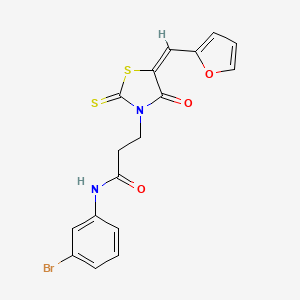 molecular formula C17H13BrN2O3S2 B2536505 N-(3-bromophenyl)-3-[(5E)-5-(furan-2-ylmethylidene)-4-oxo-2-sulfanylidene-1,3-thiazolidin-3-yl]propanamide CAS No. 682783-56-8