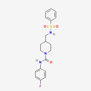 molecular formula C19H22FN3O3S B2536508 N-(4-fluorophenyl)-4-(phenylsulfonamidomethyl)piperidine-1-carboxamide CAS No. 1234907-53-9