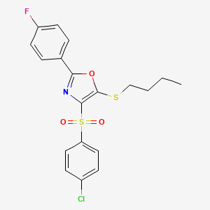 molecular formula C19H17ClFNO3S2 B2536509 5-丁基硫基-4-(4-氯苯基)磺酰基-2-(4-氟苯基)-1,3-恶唑 CAS No. 850927-39-8