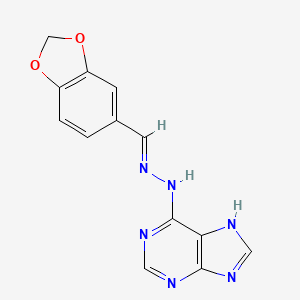 molecular formula C13H10N6O2 B2536516 (E)-6-(2-(苯并[d][1,3]二氧杂环-5-亚甲基)肼基)-9H-嘌呤 CAS No. 393837-63-3