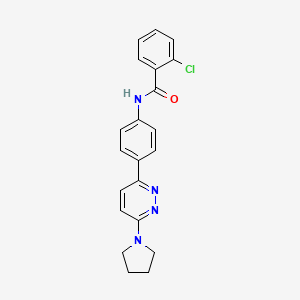molecular formula C21H19ClN4O B2536518 2-chloro-N-[4-(6-pyrrolidin-1-ylpyridazin-3-yl)phenyl]benzamide CAS No. 922667-50-3