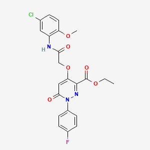 molecular formula C22H19ClFN3O6 B2536532 Ethyl 4-(2-((5-chloro-2-methoxyphenyl)amino)-2-oxoethoxy)-1-(4-fluorophenyl)-6-oxo-1,6-dihydropyridazine-3-carboxylate CAS No. 899943-85-2