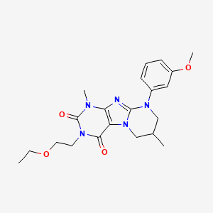 molecular formula C21H27N5O4 B2536535 3-(2-ethoxyethyl)-9-(3-methoxyphenyl)-1,7-dimethyl-7,8-dihydro-6H-purino[7,8-a]pyrimidine-2,4-dione CAS No. 848064-19-7