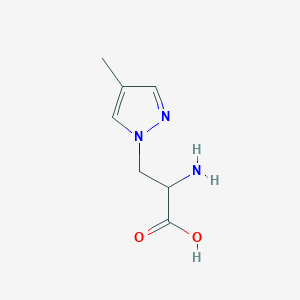 molecular formula C7H11N3O2 B2536536 2-Amino-3-(4-methyl-1H-pyrazol-1-yl)propanoic acid CAS No. 736896-55-2