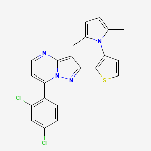 molecular formula C22H16Cl2N4S B2536544 7-(2,4-二氯苯基)-2-[3-(2,5-二甲基-1H-吡咯-1-基)-2-噻吩基]吡唑并[1,5-a]嘧啶 CAS No. 866049-49-2