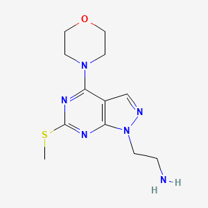 molecular formula C12H18N6OS B2536548 2-[6-(甲硫基)-4-吗啉-4-基-1H-吡唑并[3,4-d]嘧啶-1-基]乙基}胺 CAS No. 1105197-45-2