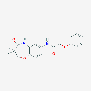 molecular formula C20H22N2O4 B2536549 N-(3,3-dimethyl-4-oxo-2,3,4,5-tetrahydrobenzo[b][1,4]oxazepin-7-yl)-2-(o-tolyloxy)acetamide CAS No. 921817-46-1