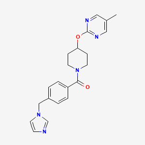 molecular formula C21H23N5O2 B2536553 [4-(Imidazol-1-ylmethyl)phenyl]-[4-(5-methylpyrimidin-2-yl)oxypiperidin-1-yl]methanone CAS No. 2380080-82-8