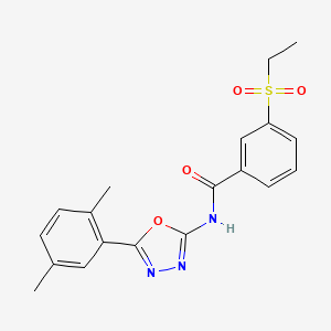 molecular formula C19H19N3O4S B2536557 N-[5-(2,5-二甲苯基)-1,3,4-恶二唑-2-基]-3-乙磺酰基苯甲酰胺 CAS No. 886918-76-9