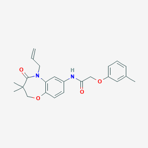 molecular formula C23H26N2O4 B2536567 N-(5-烯丙基-3,3-二甲基-4-氧代-2,3,4,5-四氢苯并[b][1,4]恶二杂环庚-7-基)-2-(间甲苯氧基)乙酰胺 CAS No. 921791-29-9