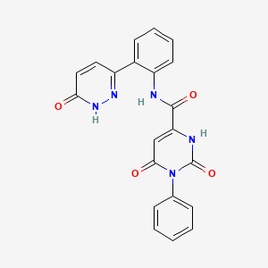 molecular formula C21H15N5O4 B2536568 2,6-二氧代-N-(2-(6-氧代-1,6-二氢哒嗪-3-基)苯基)-1-苯基-1,2,3,6-四氢嘧啶-4-甲酰胺 CAS No. 1428379-60-5